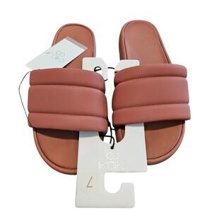 Calia SoleForm Slide Sandals Women Sz 7 Terracotta Pink Flip Flops Beach Resort